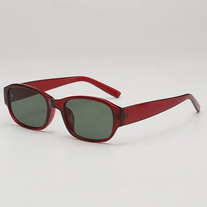Retro square leopard print sunglasses with dark red frames and green lenses for women