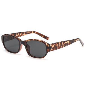 Chic leopard print square sunglasses for women with dark grey UV protective lenses