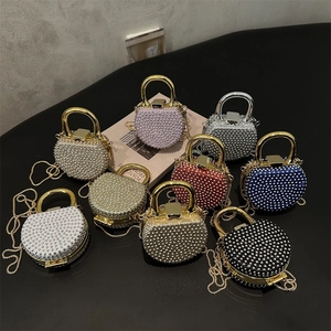 Mini Rhinestone Evening Bag Elegant Clutch With Metal Handle And Chain Strap Luxury Party Handbag For Women Girls