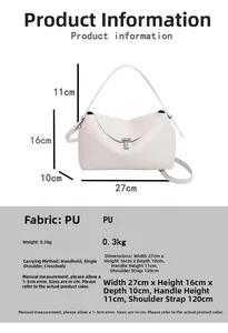 Vue détaillée des dimensions du sac en PU beige avec fermoir en métal et bandoulière