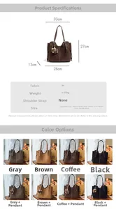 Vista dettagliata con dimensioni e colori per questa grande borsa tote in pelle PU