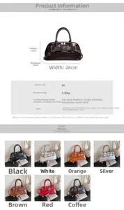 Detailed size chart for the PU shell handbag with specific width and height dimensions