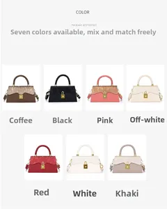 Multi-color collection of structured PU leather mini box bags with gold lock details