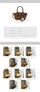 Detailed size specifications and color selection for this stylish textured PU leather handbag