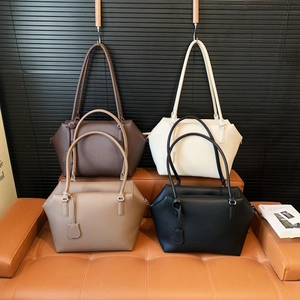 Minimalist Tote Bag PU Lychee Leather Large Capacity Shoulder Handbag For Women Work Travel Retro Style