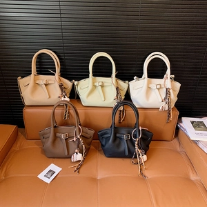 Women Shoulder Handbag PU Leather Litchi Texture Crossbody Bag With Belt Buckle Decoration And Coffee Cup Charm Trendy