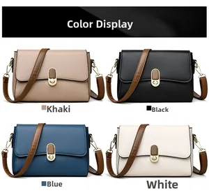 Four color options of fashion small square bags with lychee grain texture and metal locks