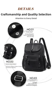 Detail view of smooth metal zippers and adjustable straps on a black leather backpack