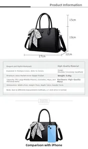 Detailed size specifications for the litchi pattern handbag with a floral silk scarf