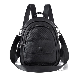 Eleganter schwarzer gesteppter Lederrucksack für Damen mit mehreren Reißverschlussfächern