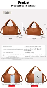 Tableau de comparaison des tailles pour sacs nuages en cuir marron, grand et petit
