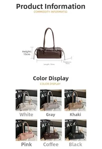 Detailed view of the 32x15x10cm small rectangular bag showing its dimensions and colors