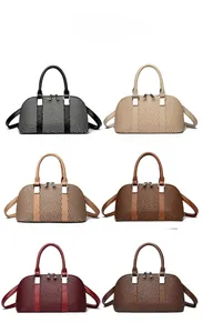 Detailed view of woven texture handbags in six colors with double handles and straps