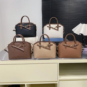 Women Handbag PU Leather Lychee Pattern Large Capacity Retro Shoulder Crossbody Bag With Adjustable Strap For Daily Use