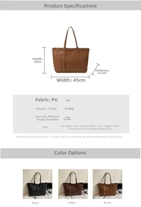 Spécifications de taille pour un sac fourre-tout tissé avec largeur de 45cm et poids de 0,44kg