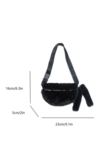 Detailed plush waist bag dimensions showing 23cm length and 16cm height measurements