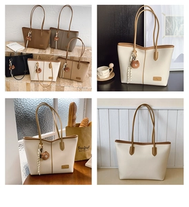 Detailed view of 2025 fashion tote bags in four colors with cute bear charms