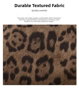 Close-up of leopard print cowhide leather showing the durable matte texture and grain
