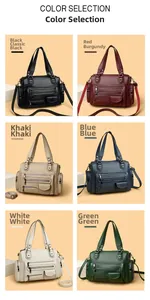 Multi-pocket motorcycle bag color options in black, red, khaki, blue, white, and green