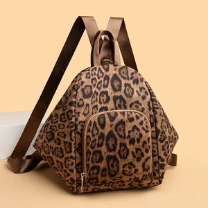 Leopard print multifunctional backpack with large capacity and adjustable straps