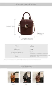 Detailed size specifications for the mini vintage shoulder bag in PU and suede