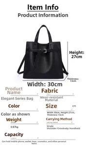 Detailed size specifications and parameters for the large capacity leather tote bag