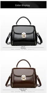 Detailed comparison of black and dark brown leather handbags with gold locks