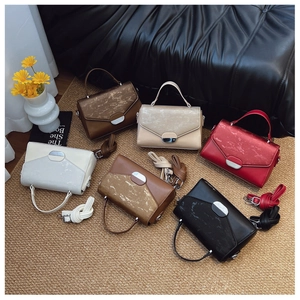 Fashion Women PU Leather Crossbody Bag Textured Flap Handbag With Top Handle And Detachable Strap For Daily Use Chic
