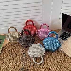 Fan Shaped Acrylic Evening Bag Rhinestone Studded Hard Shell Handbag Metal Chain Crossbody Party Purse For Women