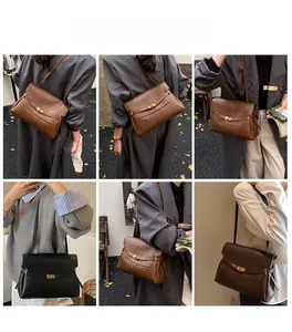 Model showcasing a large tote bag with metallic twist lock in black and brown options