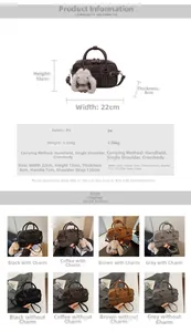 Detailed size chart and multi-color palette for the vintage PU leather shoulder bag