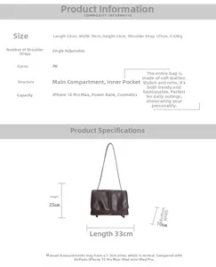 Detailansicht der braunen Retro-Tasche mit Maßen 33x10x23cm und innerer Aufteilung der Tasche