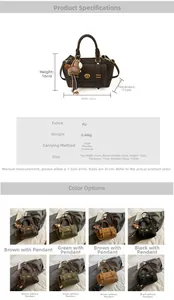 Detailed size specifications for women's PU leather crossbody bag showing 22x16x11cm dimensions