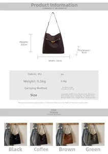 Detailed size specifications and material chart for matte suede hobo shoulder bags