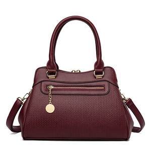 Frauen Handtasche PU Leder Litchi Webstruktur Schulter Umhängetasche Goldene Hardware Einfarbig Elegant Retro