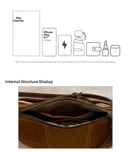 Detailed interior of vintage brown suede shoulder bag showing multi-compartment storage space