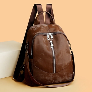 Damen Mode Rucksack PU Leder Große Kapazität Leicht Reisen Pendeln Urban Einfache Tasche