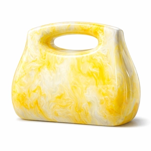 Pochette coquillage chic en acrylique marbré jaune pour mariages et soirées
