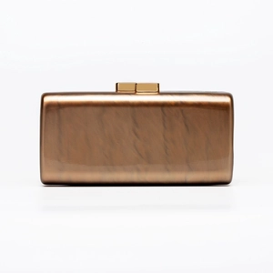 Elegant rectangular marble texture acrylic clutch bag with golden metal clasps for wedding
