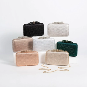 Multiple colors of crystal rhinestone bow evening clutch bags with chain straps
