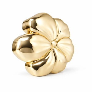 Elegante goldene Abendtasche in Blumenform mit polierter Spiegeloberfläche und Design