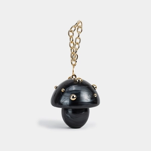 Fashionable mushroom acrylic evening clutch with marble pattern and gold chain handle