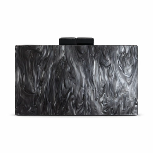 Elegant marble pattern acrylic evening clutch bag with black square clasps for women
