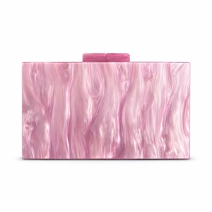 Pink marble texture acrylic evening clutch bag with dual block clasps for women