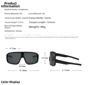 Tableau des tailles détaillé pour lunettes de cyclisme montrant les mesures de la monture