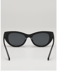 Vue arrière de lunettes de soleil œil-de-chat vintage avec monture noire épaisse