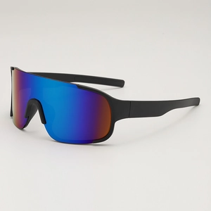 Lunettes de soleil de cyclisme à monture large avec verres dégradés et cadre noir mat