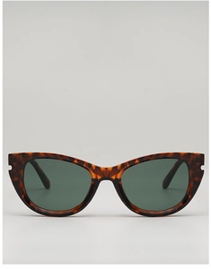 Détail des lunettes de soleil œil de chat vintage avec monture en écailles brunes