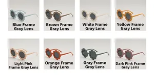Vue en grille de lunettes de soleil fleurs pour enfants en huit couleurs avec verres gris