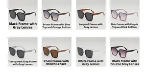 Collage of fashion square sunglasses in 8 assorted colors with woven texture temples